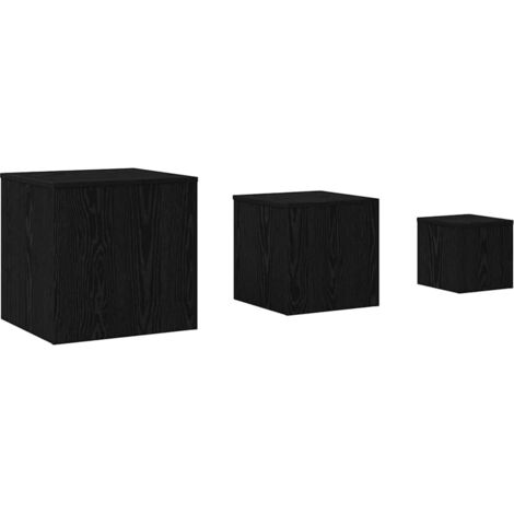 Mesa Nido 3 pcs Roble negro Madera contrachapada vidaXL