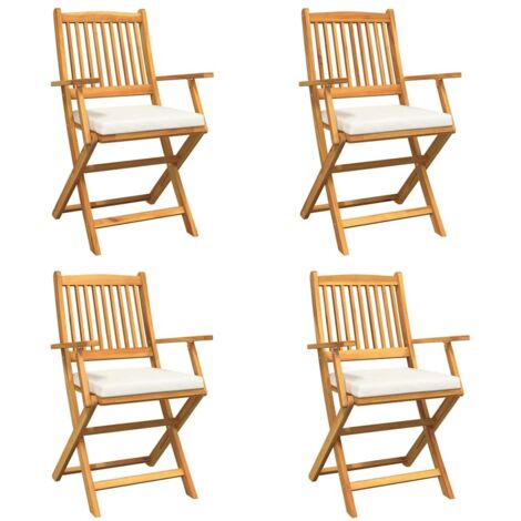 Silla Plegable con cojín 4 pcs Blanco 49 x 57.5 x 92cm vidaXL