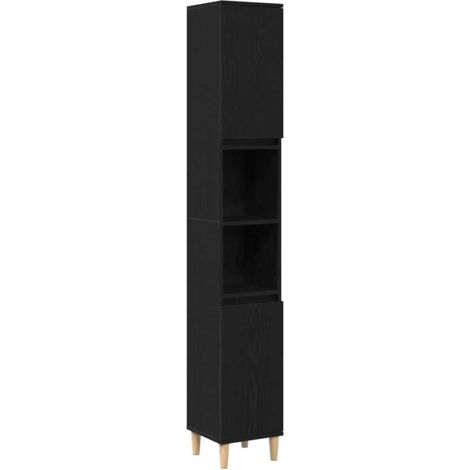 Gabinete de Baño con estante Roble Negro 30 x 30 x 190 cm vidaXL