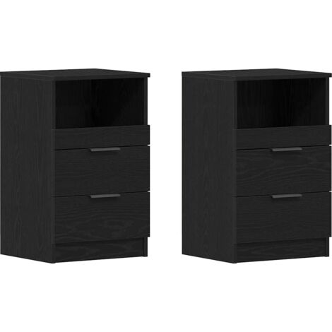 Armario de Noche con cajón 2 pcs Roble negro 40 x 35 x 65 cm vidaXL