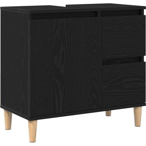 Gabinete de Baño con cajón Roble Negro 65 x 33 x 60 cm vidaXL