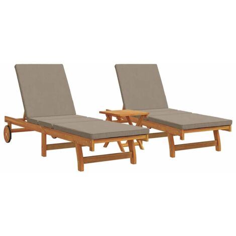 Tumbona 3 pcs Marrón 40 x 40 x 40cm Madera maciza de Acacia vidaXL