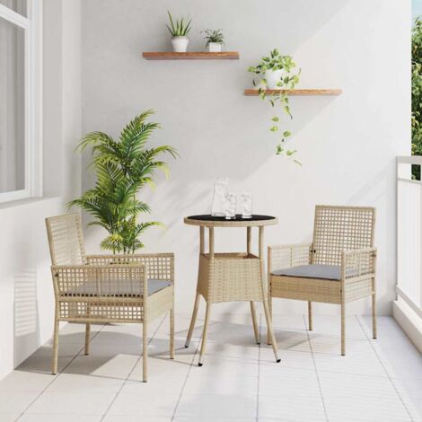 Conjunto de Comedor de Jardín 3 pcs Beige Poliratán vidaXL