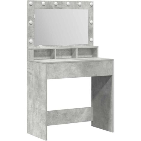 Mesa de Tocador con estante Gris hormigón 79 x 41 x 135 cm vidaXL