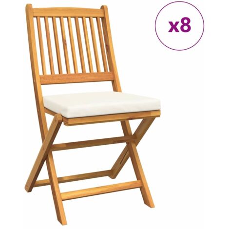 Silla Plegable con cojín 8 pcs Blanco 49 x 57.5 x 92cm vidaXL