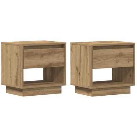 Mesita de Noche con cajón 2 pcs Roble artisan 45 x 34 x 44 cm vidaXL