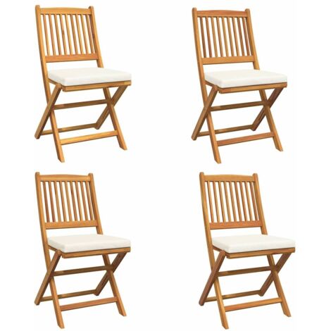 Silla Plegable con cojín 4 pcs Blanco 49 x 57.5 x 92cm vidaXL