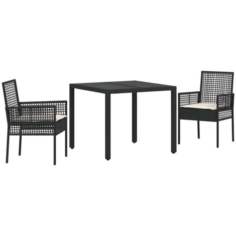 Conjunto de Comedor de Jardín 3 pcs Negro ratán sintético vidaXL (1/5)