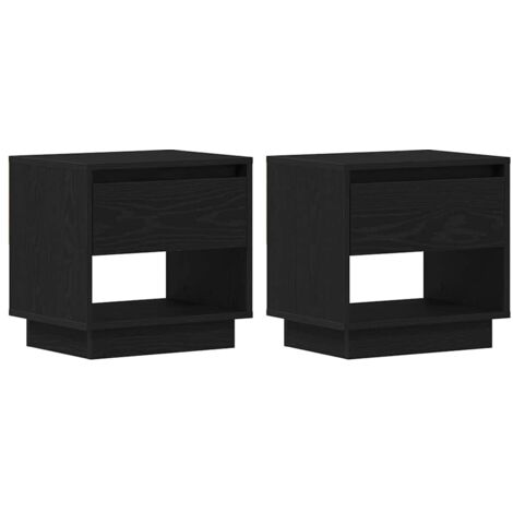 Mesita de Noche con cajón 2 pcs Roble negro 45 x 34 x 44 cm vidaXL