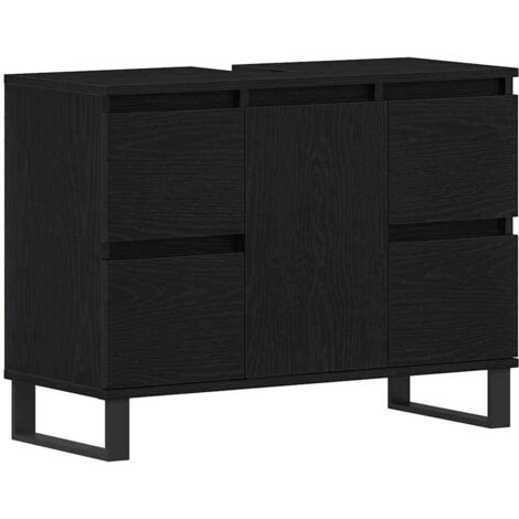 Gabinete de Baño con cajón Roble Negro 80 x 33 x 60 cm vidaXL