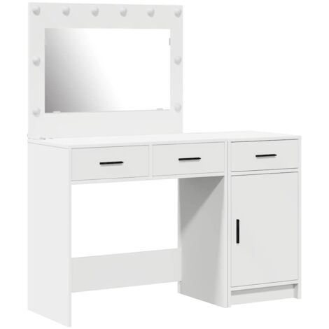 Mesa de tocador con cajón 2 pcs Blanco Madera contrachapada vidaXL (1/5)