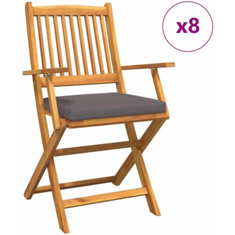 Silla Plegable con cojín 8 pcs Gris 49 x 57.5 x 92cm vidaXL