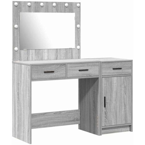 Mesa de tocador con cajón 2 pcs Gris Madera contrachapada vidaXL (1/5)