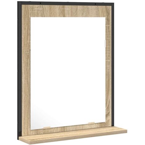 Espejo de baño con estante con espejo Negro 50 x 12 x 60 cm vidaXL