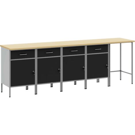 Armario de trabajo con cajón 5 pcs Negro 255 x 55 x 85 cm vidaXL