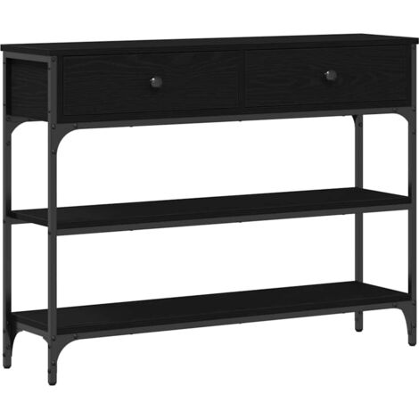 Mesa Consola con cajón con estante Roble negro 100 x 25 x 75 cm vidaXL