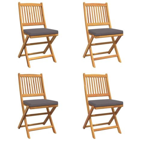 Silla Plegable con cojín 4 pcs Gris 49 x 57.5 x 92cm vidaXL