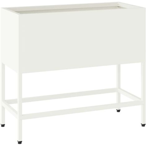 Jardinera Elevada Blanco 60 x 26 x 45 cm Acero vidaXL