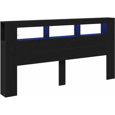 Cabecero LED con estante Roble negro 200 x 18.5 x 103.5 cm vidaXL
