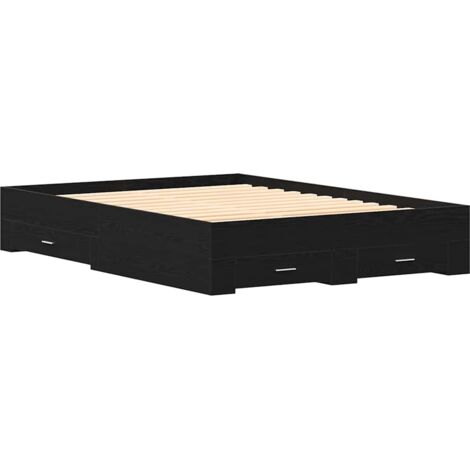 Estructura de cama con cajón Roble Negro 135 x 190 cm