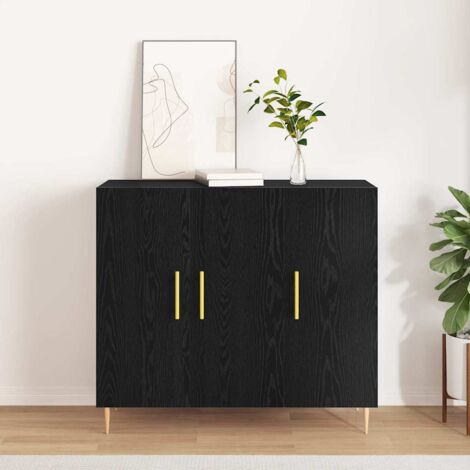 Vitrina Roble negro 90 x 34 x 80 cm Madera contrachapada vidaXL