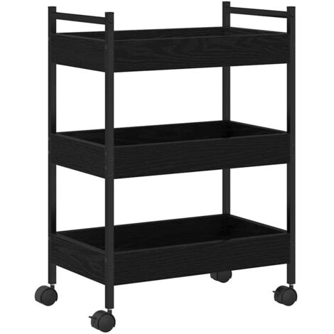 Carro de Cocina Roble negro 50 x 30 x 70 cm vidaXL