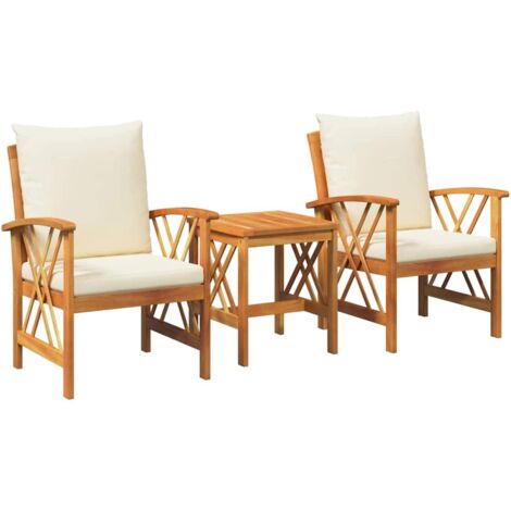 Conjunto de sofás de jardín con cojín 3 pcs Aceite Natural vidaXL