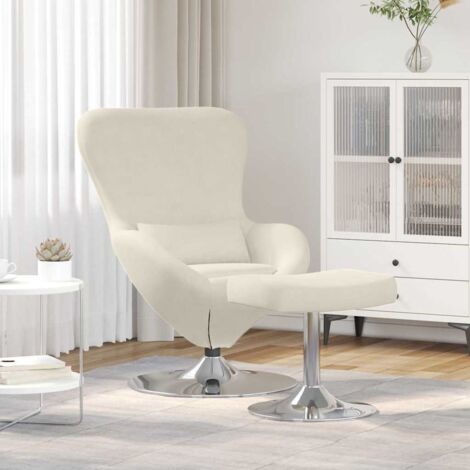 Silla Huevo con Puff Crema 63 x 73 x 90 cm Terciopelo vidaXL