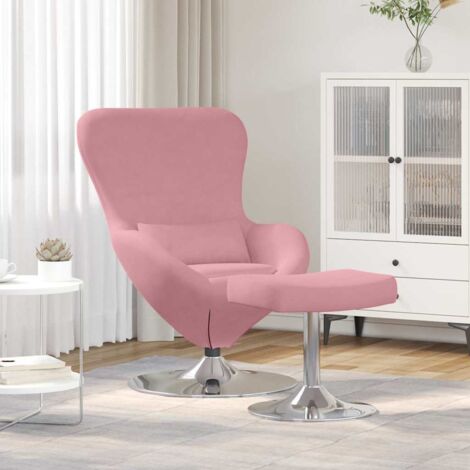 Silla Huevo con Puff Rosa 63 x 73 x 90 cm Terciopelo vidaXL