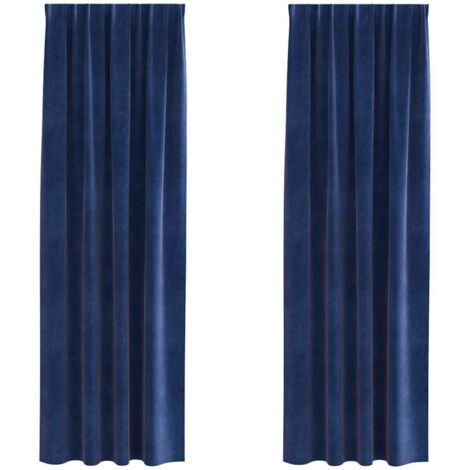 Cortinas 2 pcs Azul oscuro 140 x 225 cm Terciopelo vidaXL