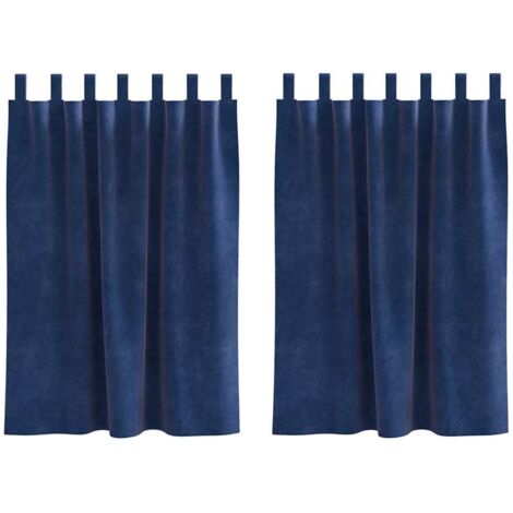 Cortinas con cortinas 2 pcs Azul Oscuro 140 x 140 cm Terciopelo vidaXL (1/5)