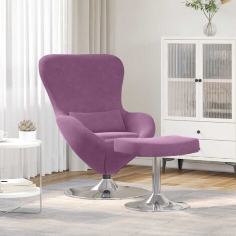 Silla Huevo con Puff Morado 63 x 73 x 90 cm Terciopelo vidaXL (1/5)