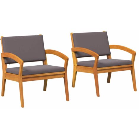 Silla de Jardín con cojín 2 pcs Marrón Madera maciza de Acacia vidaXL