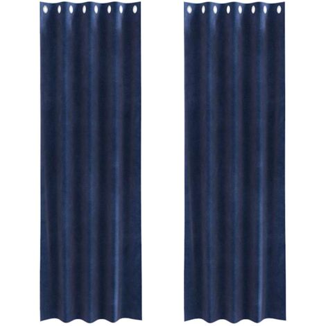 Cortinas 2 pcs Azul oscuro 140 x 245 cm Terciopelo vidaXL