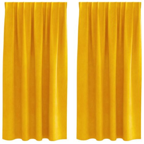 Cortinas 2 pcs Amarillo mostaza 140 x 175 cm Terciopelo vidaXL