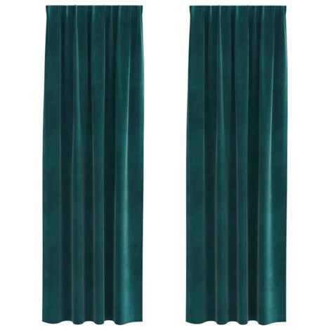 Cortinas 2 pcs Verde oscuro 140 x 225 cm Terciopelo vidaXL