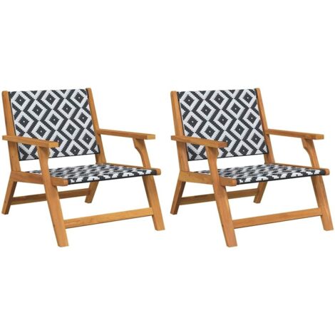 Silla de Jardín Relax 2 pcs Negro y Madera de Acacia Sólida vidaXL (1/5)