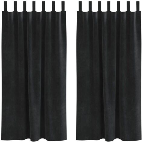Cortinas 2 pcs Negro 140 x 175 cm Terciopelo vidaXL