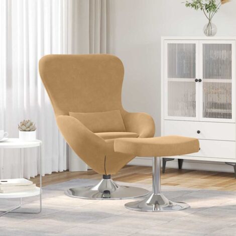 Silla Huevo con Puff Marrón 63 x 73 x 90 cm Terciopelo vidaXL