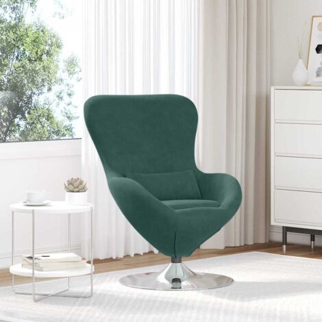 Sillón huevo Verde oscuro 63 x 73 x 90 cm Terciopelo vidaXL