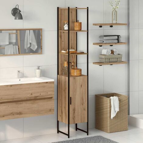 Gabinete de Baño con estante Roble artisan 33 x 33 x 185,5 cm vidaXL