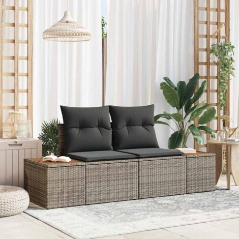 Sofá de jardín Gris 184 x 62 x 85cm ratán sintético vidaXL