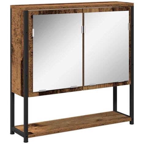 Armario con espejo para baño Madera vieja 60 x 16 x 60 cm vidaXL