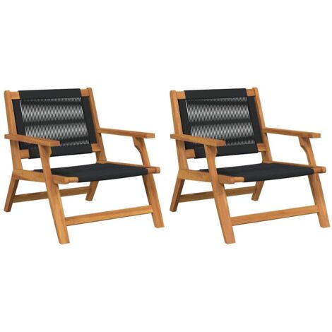 Silla de Jardín Relax 2 pcs Negro Madera de Acacia Sólida vidaXL (1/5)