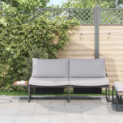 Sofá de jardín con cojín Marrón 200.5 x 70 x 85.5cm Metal vidaXL (1/5)