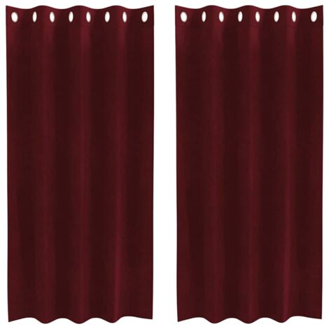 Cortinas 2 pcs Rojo vino tinto 140 x 175 cm Terciopelo vidaXL