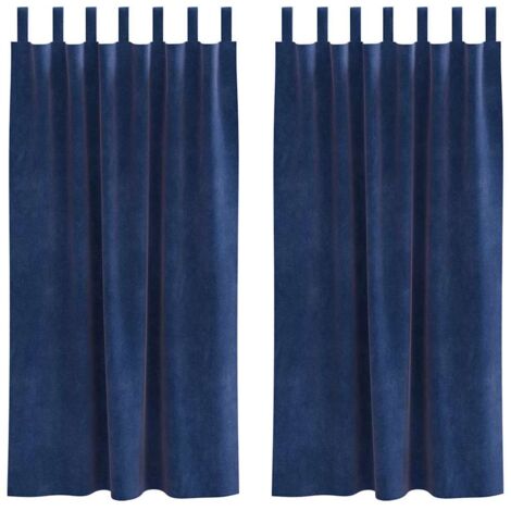 Cortinas 2 pcs Azul Oscuro 140 x 175 cm Terciopelo vidaXL
