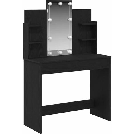 Mesa de tocador con cajón Roble negro 96 x 40 x 142 cm vidaXL