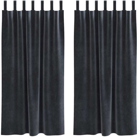 Cortinas 2 pcs Gris oscuro 140 x 175 cm Terciopelo vidaXL
