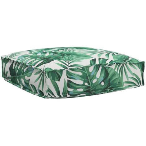 Cojín de palé para asiento Estampado de hojas 60 x 60 x 12 cm vidaXL